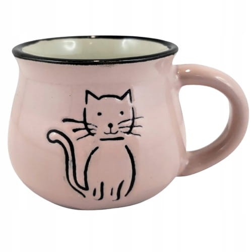 KUBEK CERAMICZNY KOTY PREZENT RÓŻOWY 75 ML