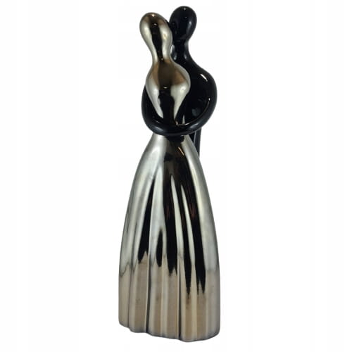 FIGURKA PARA CERAMICZNA ŚREDNIA SREBRNO-CZARNA