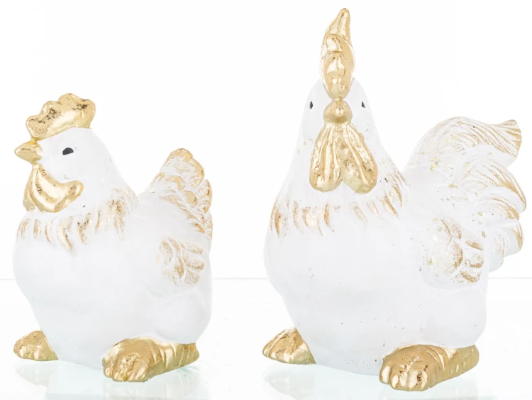 FIGURKA KOGUT BIAŁO-ZŁOTY 14,5x9x14