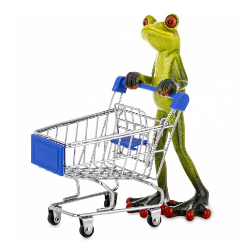 FIGURKA - ŻABA Z WÓZKIEM SKLEPOWYM ZAKUPY 17CM
