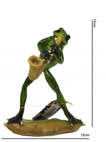 FIGURKA ŻABA Z SAKSOFONEM 17CM