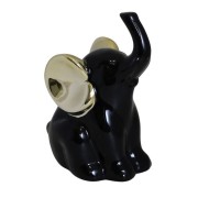 FIGURKA CERAMICZNA SŁOŃ CZARNY ZE ZŁOTYMI USZAMI 16cm