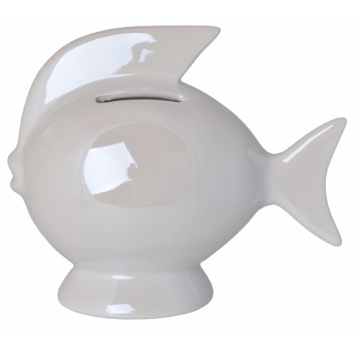 SKARBONKA CERAMICZNA RYBA BIAŁA 14X7,5X13 CM