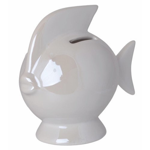 SKARBONKA CERAMICZNA RYBA BIAŁA 14X7,5X13 CM