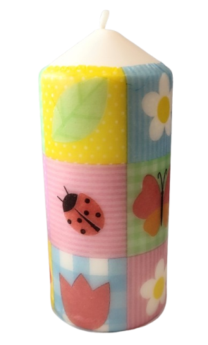 ŚWIECA Z WIOSENNYM MOTYWEM 13CM