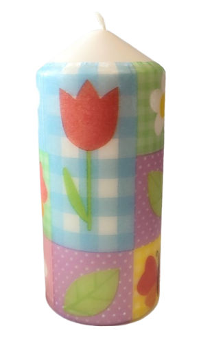 ŚWIECA Z WIOSENNYM MOTYWEM 13CM