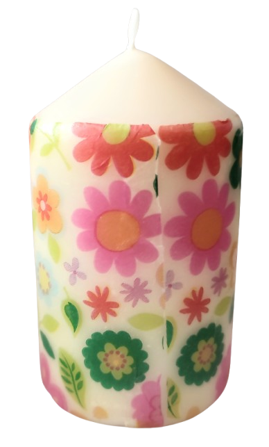 ŚWIECA W WIOSENNE KWIATY 10CM