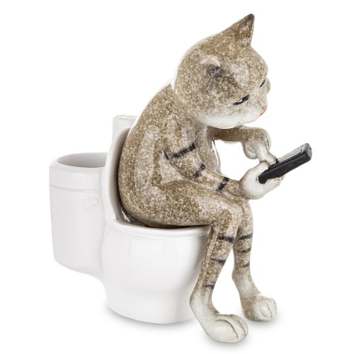 FIGURKA KOT NA WC Z TELEFONEM 13x12x5,5