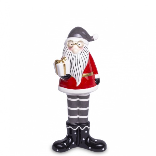 Figurka Świąteczna Mikołaj Skrzat z Prezentem 23,5cm