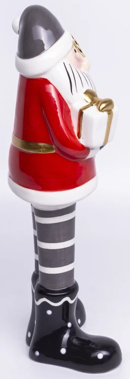 Figurka Świąteczna Mikołaj Skrzat z Prezentem 23,5cm