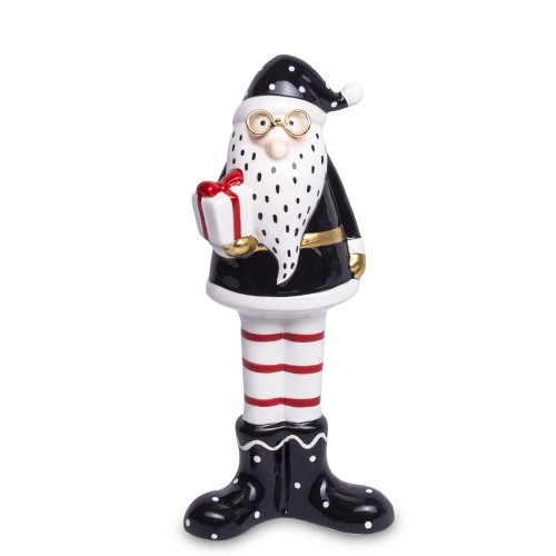 Figurka Świąteczna Mikołaj Skrzat z Prezentem 24cm