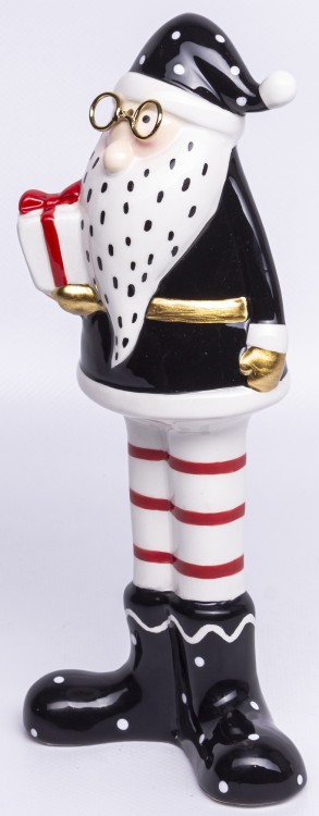 Figurka Świąteczna Mikołaj Skrzat z Prezentem 24cm