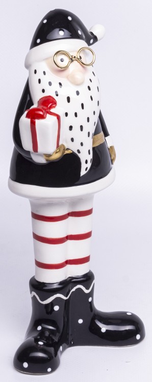 Figurka Świąteczna Mikołaj Skrzat z Prezentem 24cm