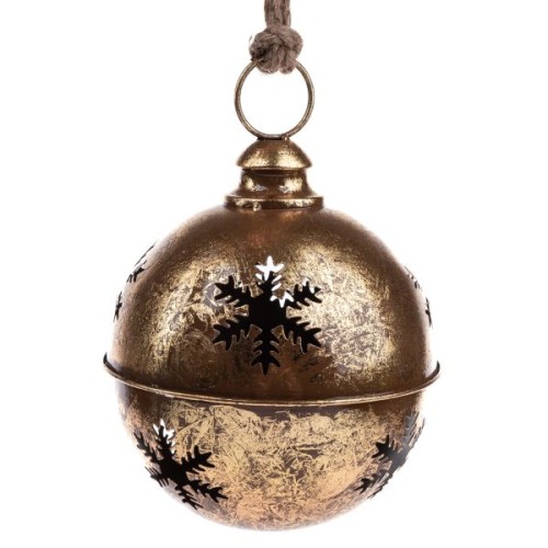 WISZĄCY METALOWY DZWONEK ZŁOTY 25X20 CM