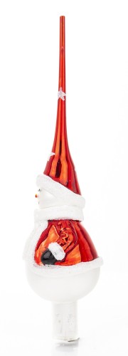 CZUBEK SZPIC NA CHOINKĘ SZKLANY BAŁWAN 31CM