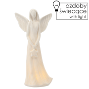 FIGURKA CERAMICZNA ANIOŁ Z GWIAZDĄ LED – WYSOKOŚĆ 23,6 CM