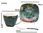FILIŻANKA ZE SPODKIEM I ŁYŻECZKĄ 250ML VAN GOGH IRYSY