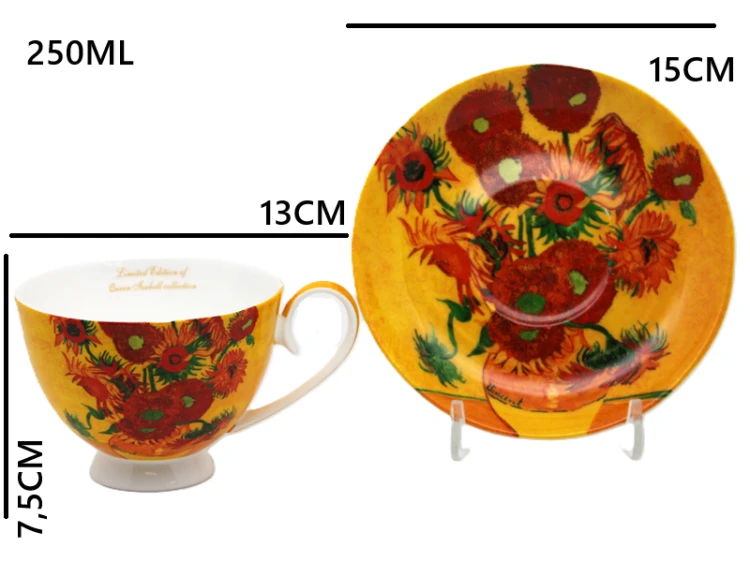 ZESTAW FILIŻANEK ZE SPODKIEM 250ML VAN GOGH SŁONECZNIKI
