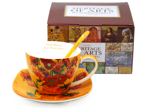 FILIŻANKA ZE SPODKIEM I ŁYŻECZKĄ 250ML VAN GOGH SŁONECZNIKI