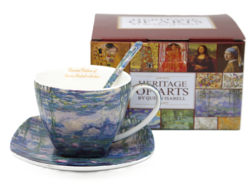FILIŻANKA ZE SPODKIEM I ŁYŻECZKĄ 250ML MONET NENUFARY