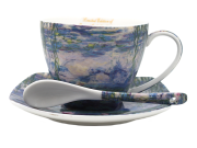 FILIŻANKA ZE SPODKIEM I ŁYŻECZKĄ 250ML MONET NENUFARY