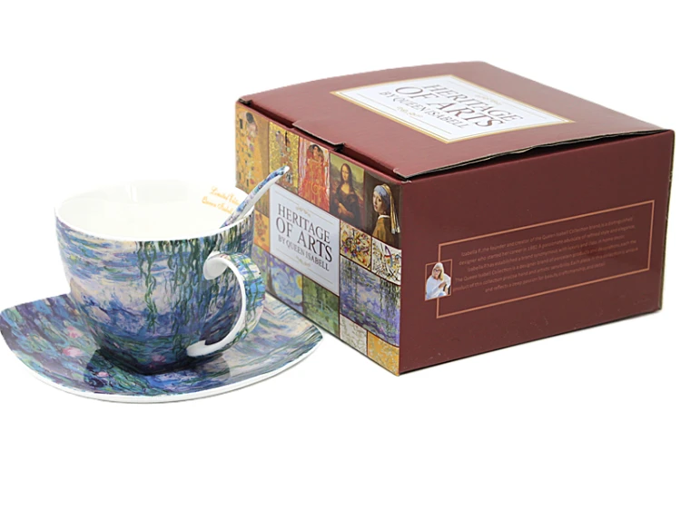 FILIŻANKA ZE SPODKIEM I ŁYŻECZKĄ 250ML MONET NENUFARY