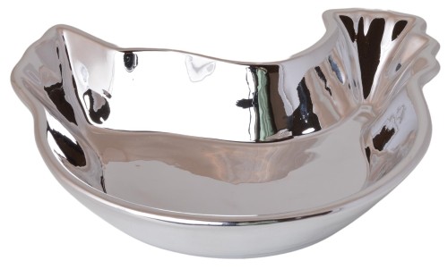 TALERZYK CERAMICZNY KURKA SREBRNA 22X19X5 CM