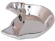 TALERZYK CERAMICZNY KURKA SREBRNA 22X19X5 CM