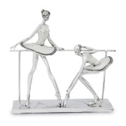 Srebrna figurka dwie baletnice w trakcie treningu BALETNICE