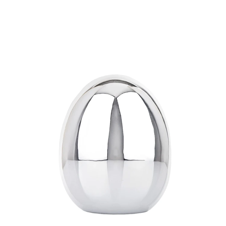 SREBRNE JAJKO CERAMICZNE FIGURKA CHROM GLAMOUR