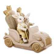 Figurka Zające w Retro Autku z Marchewkami