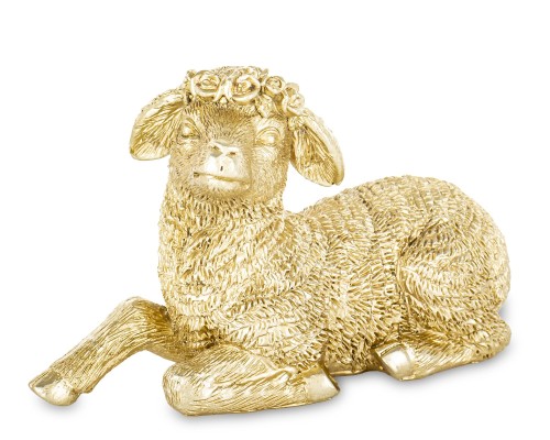 Złota Figurka Owieczka Leżąca Wielkanocna Dekoracja Glamour