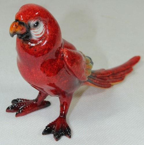 10x16CM FIGURKA PAPUGA ARA CZERWONA EGZOTYCZNA OZDOBA PREZENT
