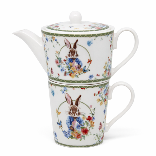 ZESTAW TEA FOR ONE WIELKANOC KRÓLIK KWIATY 20,5X18,5
