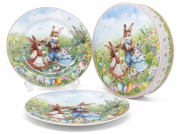 ZESTAW 2 TALERZY DESEROWYCH WIELKANOC ZAJĄCZKI 19CM