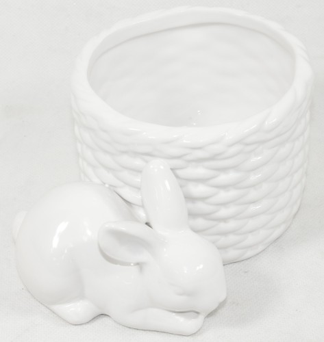 OSŁONKA ZAJĄCZEK BIAŁA CERAMIKA WIELKANOC 11,5x16CM