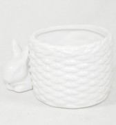 OSŁONKA ZAJĄCZEK BIAŁA CERAMIKA WIELKANOC 11,5x16CM