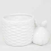 OSŁONKA ZAJĄCZEK BIAŁA CERAMIKA WIELKANOC 11,5x16CM