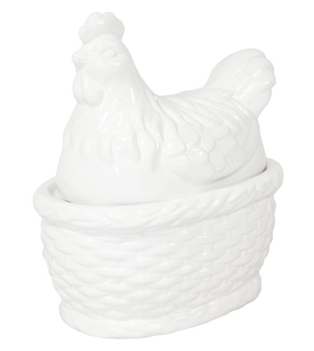POJEMNIK CERAMICZNY KURA BIAŁY POŁYSK 19x17CM