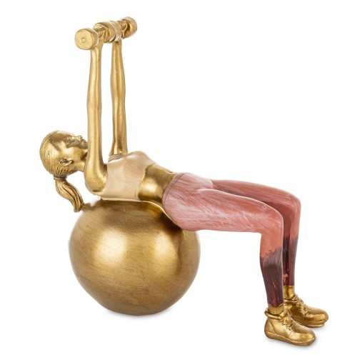 17x17CM FIGURKA FITNESS KOBIETA ĆWICZĄCA NA PIŁCE ZŁOTA PREZENT