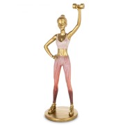 FIGURKA FITNESS KOBIETA Z HANTLEM ZŁOTA PREZENT 27,5x10CM