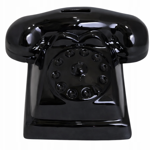 SKARBONKA CERAMICZNA TELEFON CZARNY DUŻY 21X17X16 CM