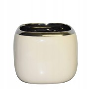 OSŁONKA/Doniczka ceramiczna ecru kwadratowa średnia 14cm