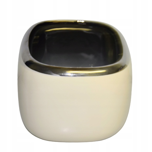 OSŁONKA/Doniczka ceramiczna ecru kwadratowa średnia 14cm