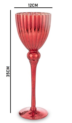 KIELICH ŚWIECZNIK CZERWONY 35CM