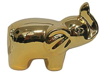 MINI FIGURKA SŁOŃ SŁONIK CERAMICZNY ZŁOTY 6 CM