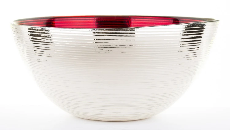 MISA CZERWONO-SREBRNA 28X28X11,50 CZERWONA WEWNĄTRZ, SREBRNA NA ZEWNĄTRZ