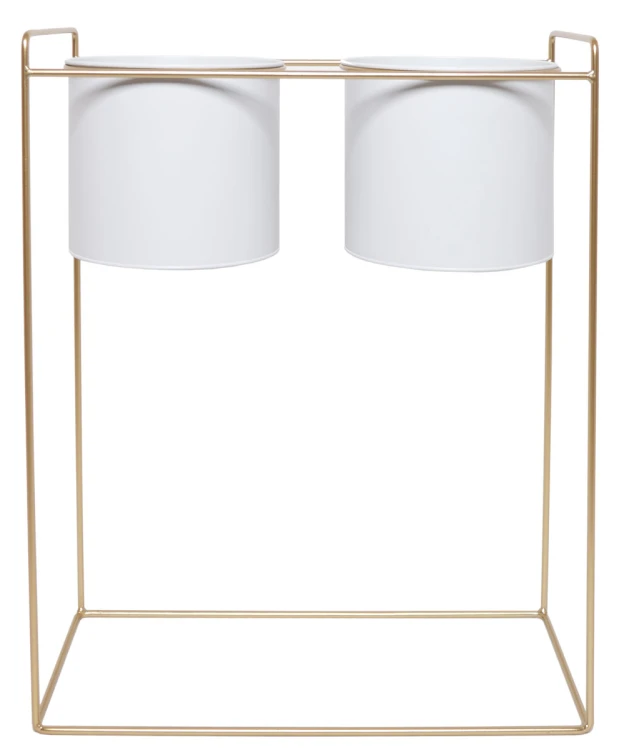 Kwietnik Stojący Metalowy Złoty Loft 45x20x55