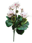 PELARGONIA sztuczne kwiaty BUKIET gałązka 46 cm BIAŁO-RÓŻOWA