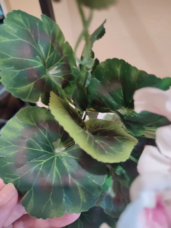 PELARGONIA sztuczne kwiaty BUKIET gałązka 46 cm BIAŁO-RÓŻOWA